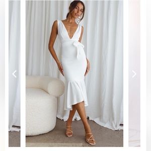 Selfie Leslie Sorry Not Sorry Wide Strap Flounce Dress White